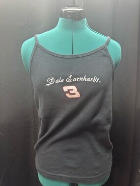 Dale Earnhardt Women's Black Racerback Tank with Number 3